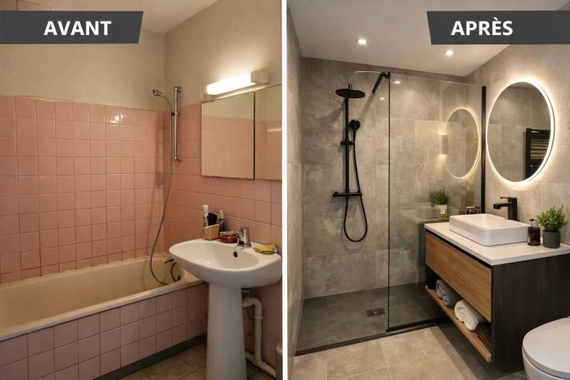 Rénovation partielle d'appartement : transformation d'une salle de bain avant et après travaux (94)